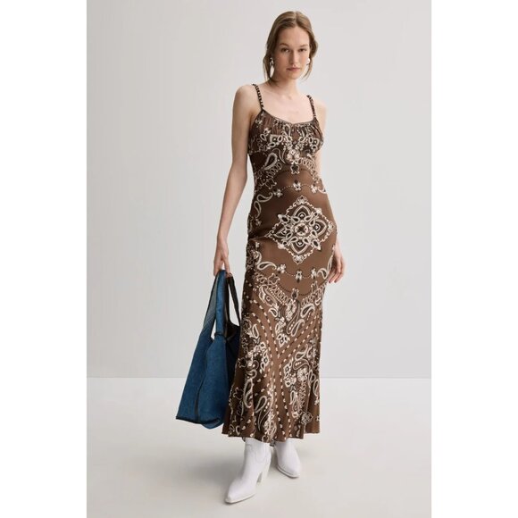 Sandro Bandana Print sleeveless Midi Dress Size 6 - Picture 1 of 16